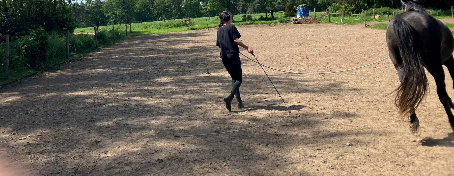 Grondwerk met het eigen paard in de buitenpiste